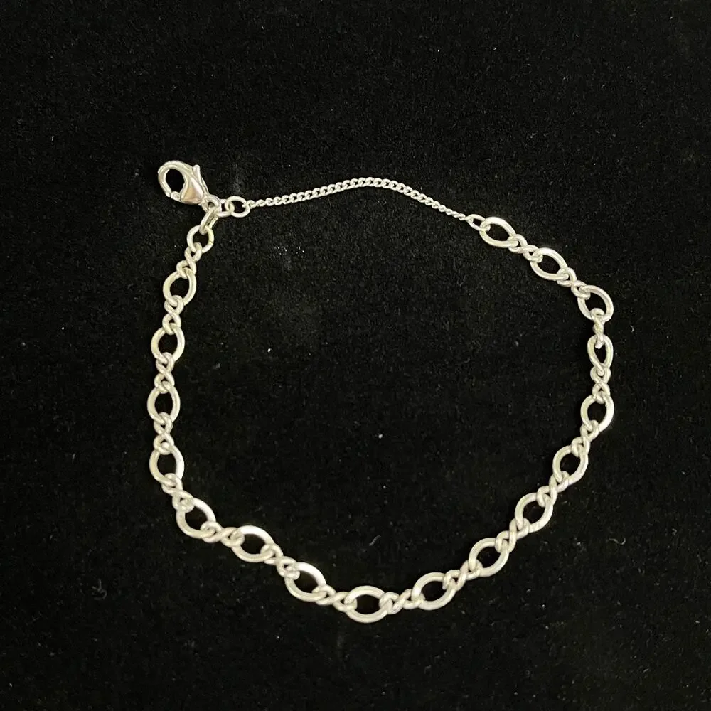Vintage James Avery Sterling Silver Figaro Charm Bracelet Safety Chain 7.25